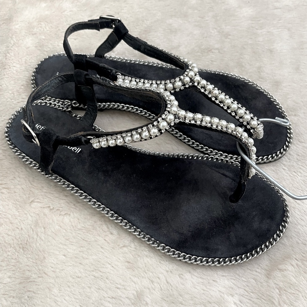 Jeffrey Campbell Pearl Rhinestone Leather Sandals